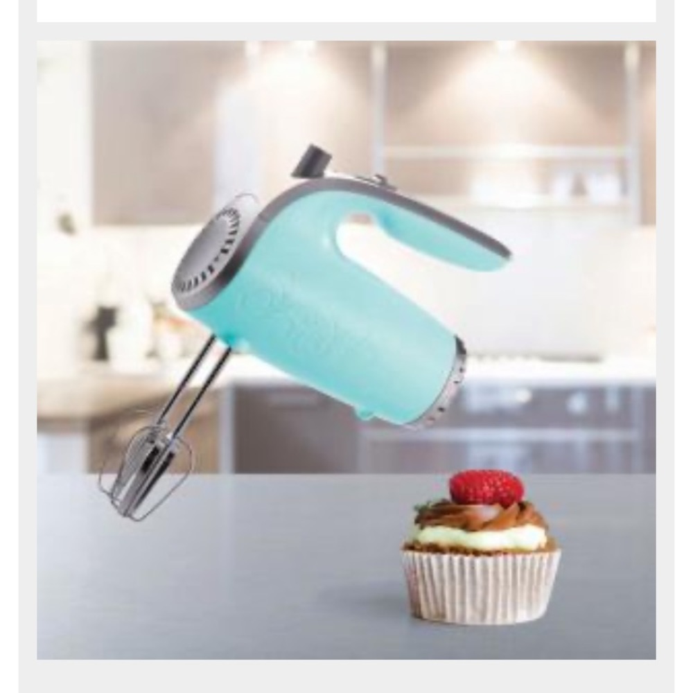 New teal hand mixer